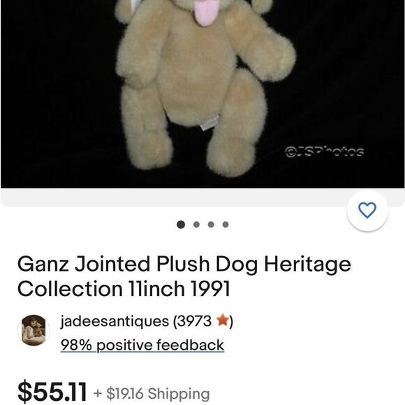 Ganz Jointed Plush Dog Heritage Collection 11” tall 1991 Excellent Condition - Picture 8 of 8